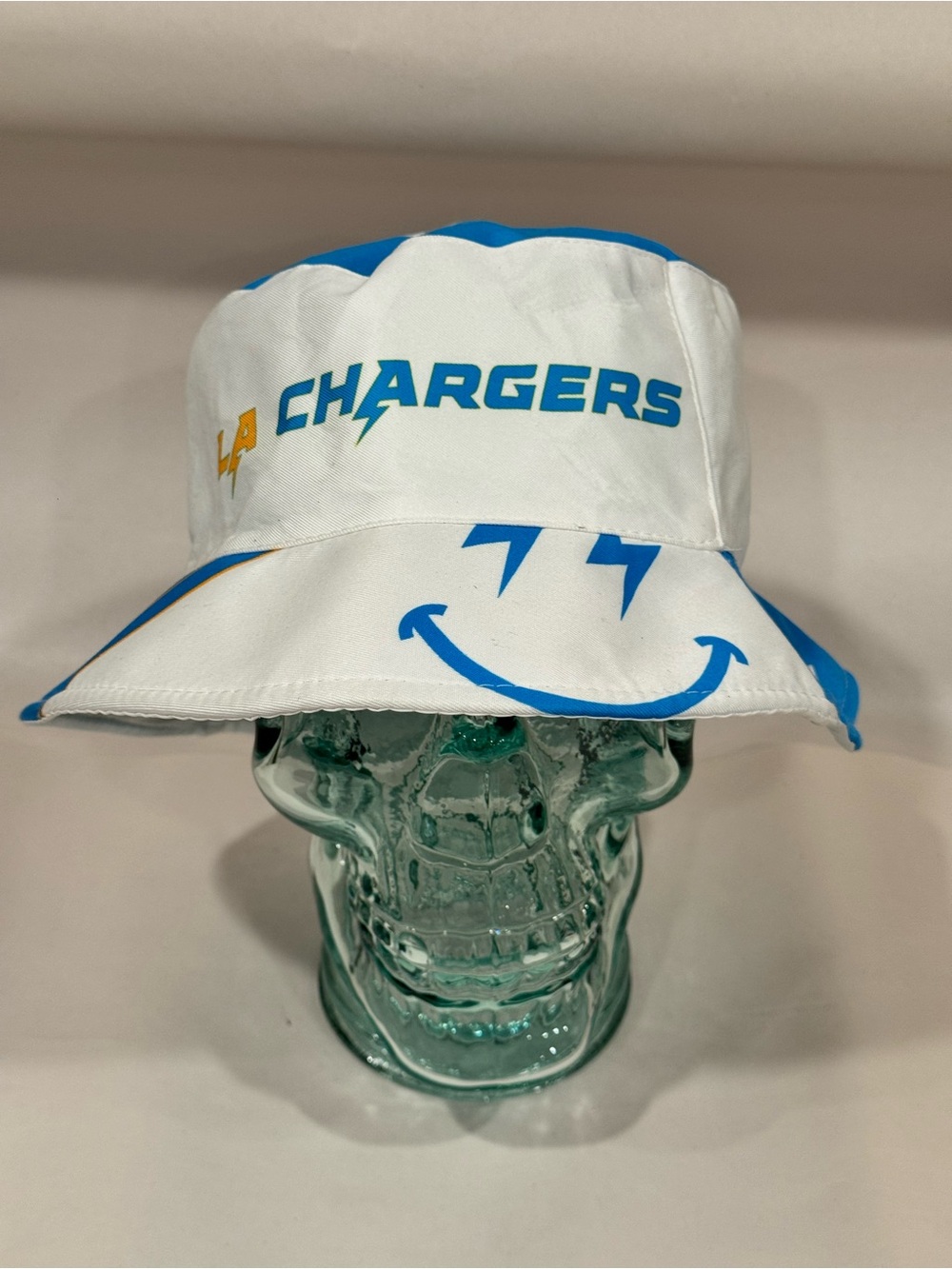 Los Angeles LA Chargers Smiley Face Bucket Hat One Size Bolt Fam NFL Football